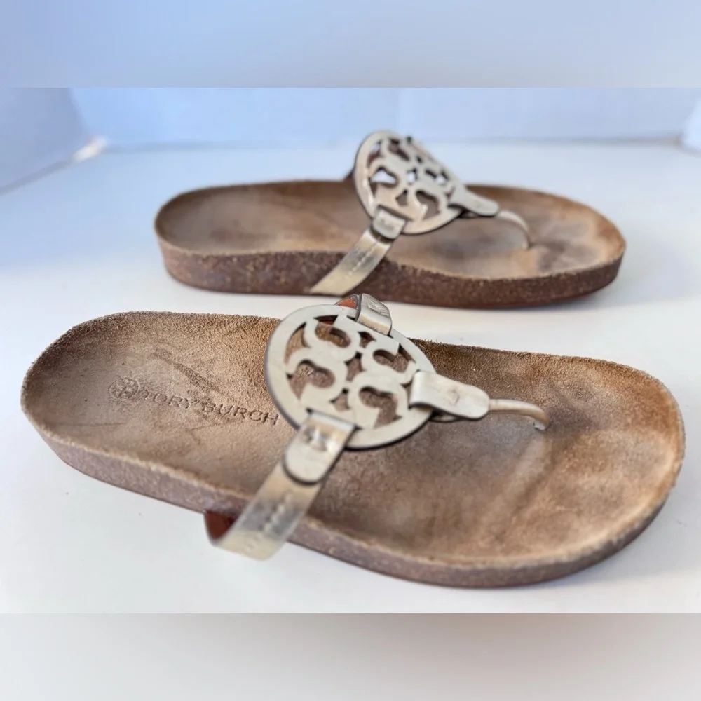 Tory Burch Miller Cloud Flip Flop Gold Sandals Shoes Size 8.5